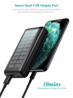 IPX5 IPhoneのための太陽動力を与えられた携帯用充電器30000mAh電池のパック
