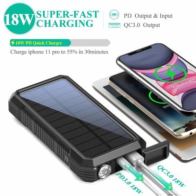 4出力との携帯用無線太陽エネルギー力銀行充電器18W QC3.0