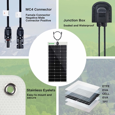 適用範囲が広く薄い太陽電池パネル12v 24Vの折り曲げられる100wモノクリスタル太陽電池パネル