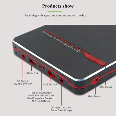 PD 65W 100Wの携帯用ノートのタイプCラップトップ力銀行40000mah 24Vバッテリー・バックアップ